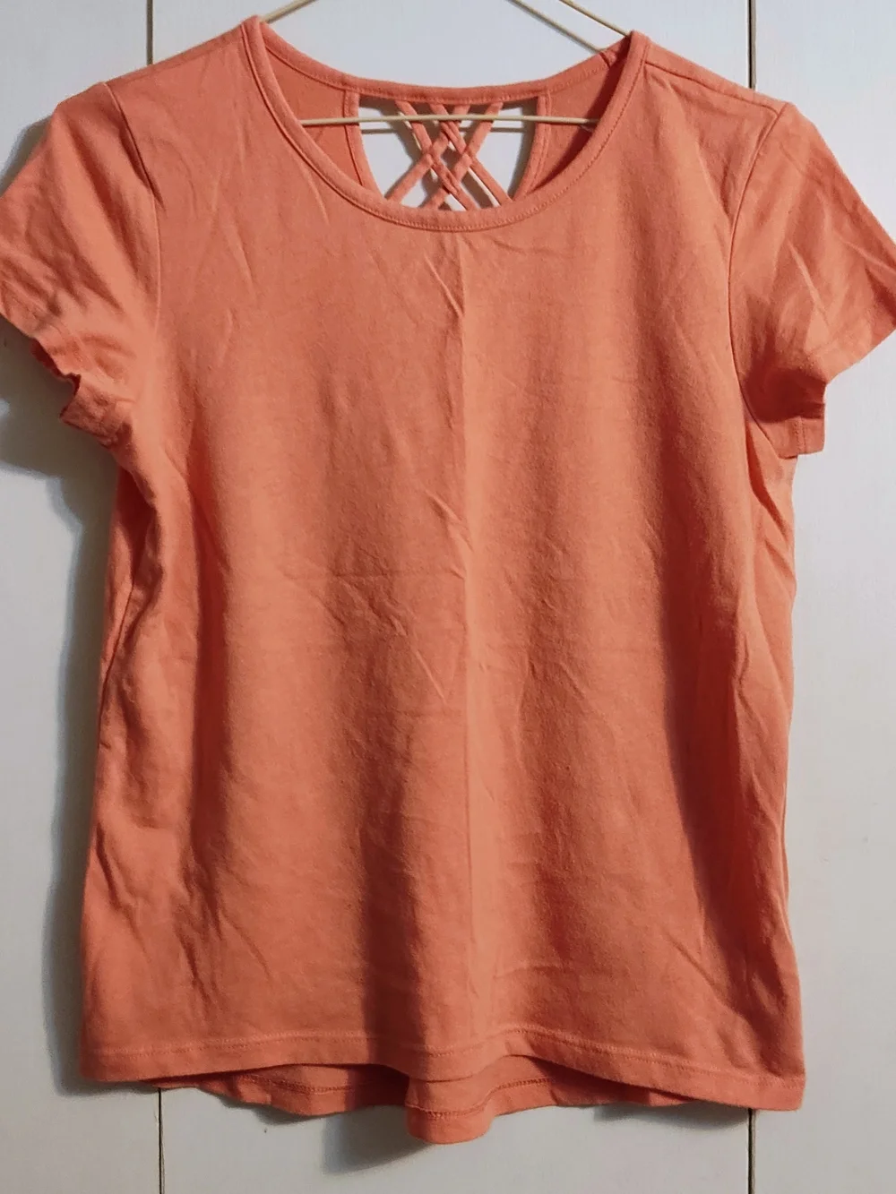 Old Navy Peach Short-Sleeve Tee with Lattice Back